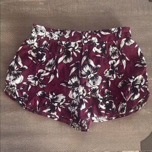Floral Women's Shorts in Burgundy and White